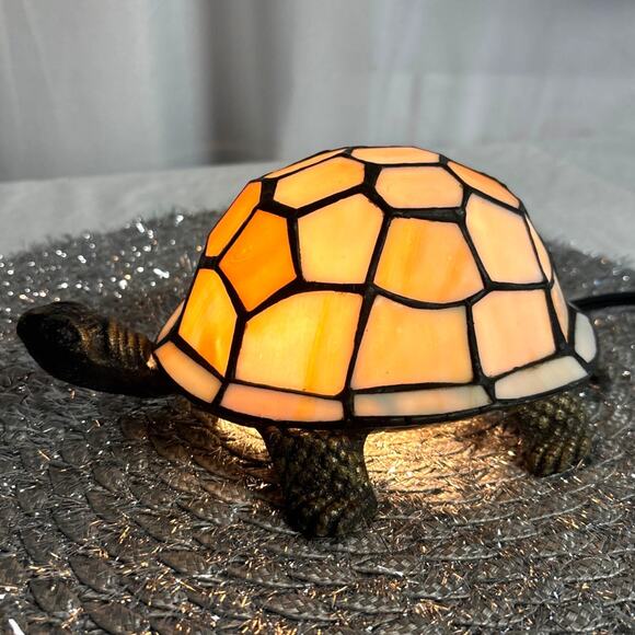 Vintage Tiffany-Style Turtle Stained-Glass Table Lamp by Ridgeport W/ Box 1990s - Picture 1 of 10